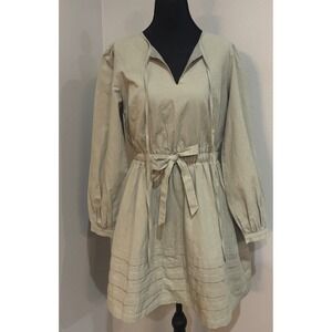 Lost + Wander Mini Dress Tie Neck Long Sleeve Sage Green Size‎ S